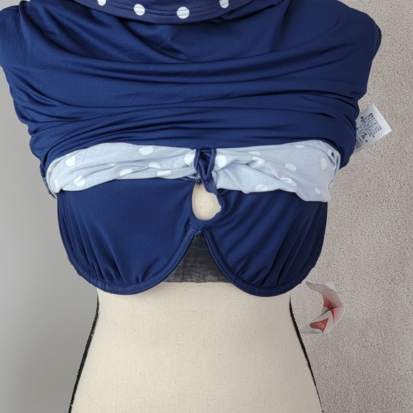 Lands' End Deep Sea Polka Dot V-Neck Wrap Underwire Tankini Swim Top Sz 12 NEW‎ - Picture 7 of 14